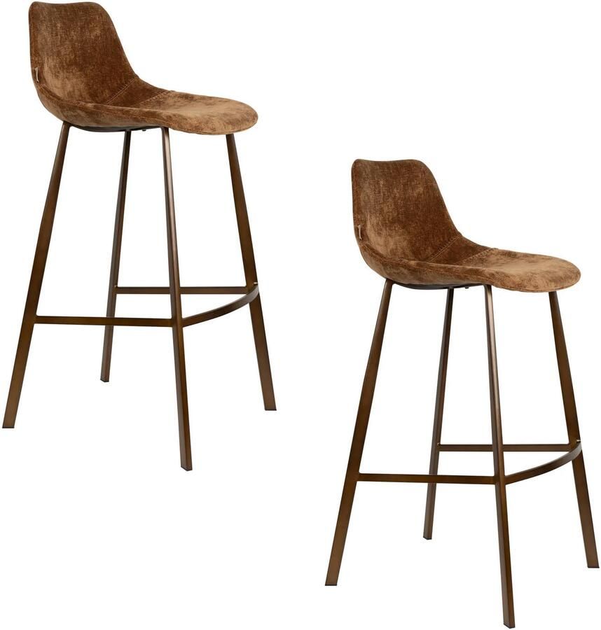 Dutchbone barkrukken Franky zithoogte 80 cm cognac (set van 2)