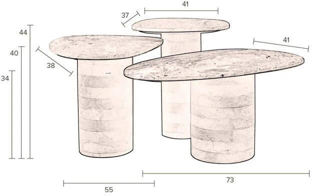 Dutchbone | Dutchbone | Bijzettafel Suki (set Of 3) | Woonkamertafels | BijzettafelBijzettafelset | Woonkamertafels | BijzettafelBijzettafelset - Foto 2