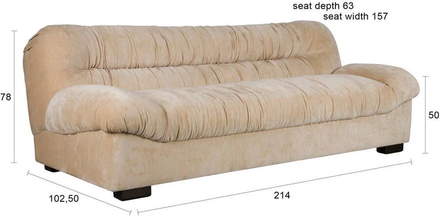 Dutchbone | Bank Douglas Beige | Zitmeubels woonkamer | 3-zitsbank