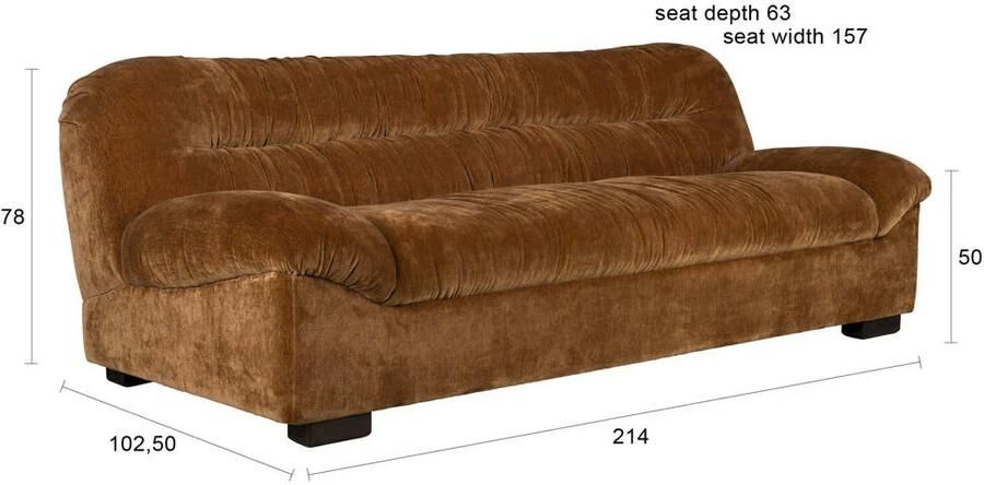 Dutchbone | Bank Douglas Cognac | Zitmeubels woonkamer | 3-zitsbank