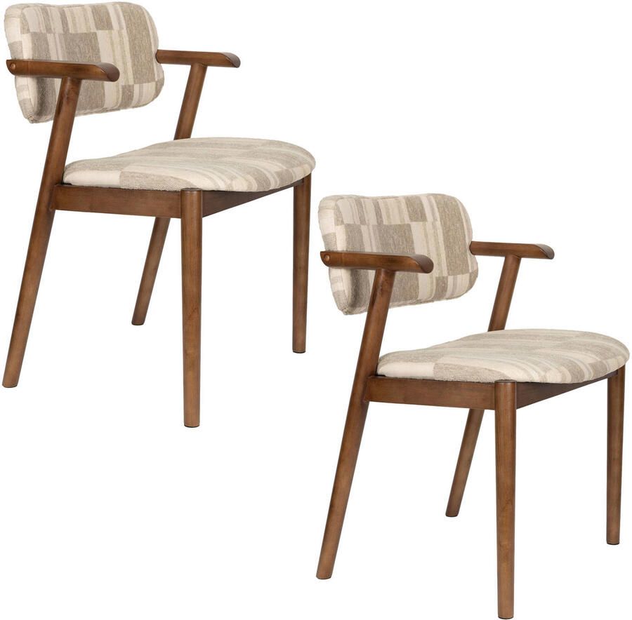 Dutchbone Sara Eetkamerstoelen Beige Set van 2