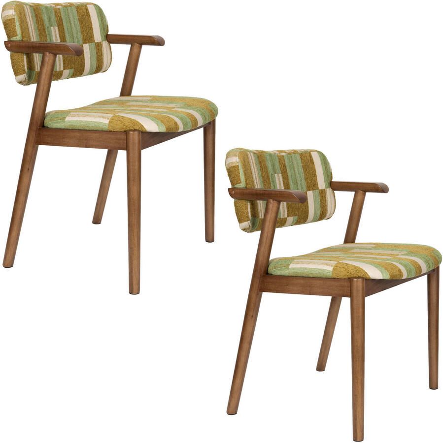 Dutchbone Sara Eetkamerstoelen Groen Set van 2