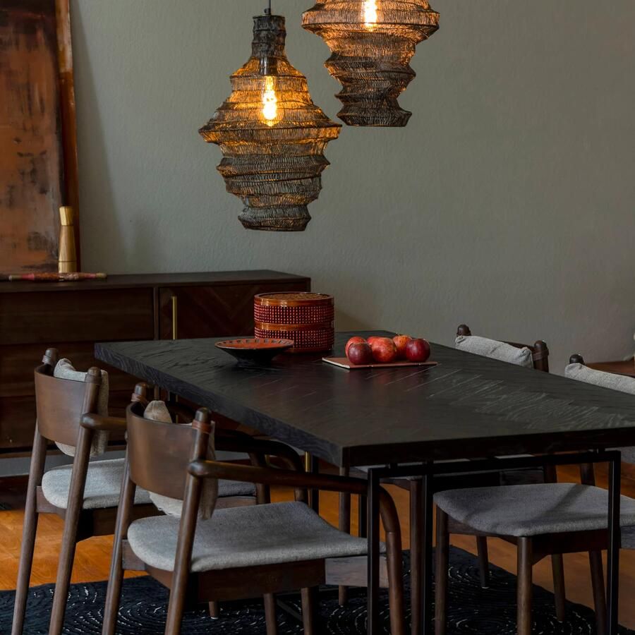 Dutchbone " Class Eettafel Visgraat 180 x 90 cm Zwart " - Foto 2