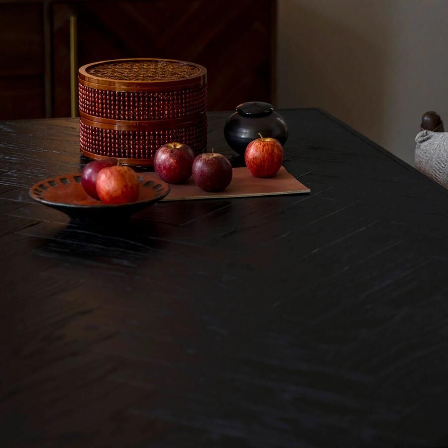 Dutchbone Class Eettafel Visgraat 220 x 90 cm Zwart - Foto 2