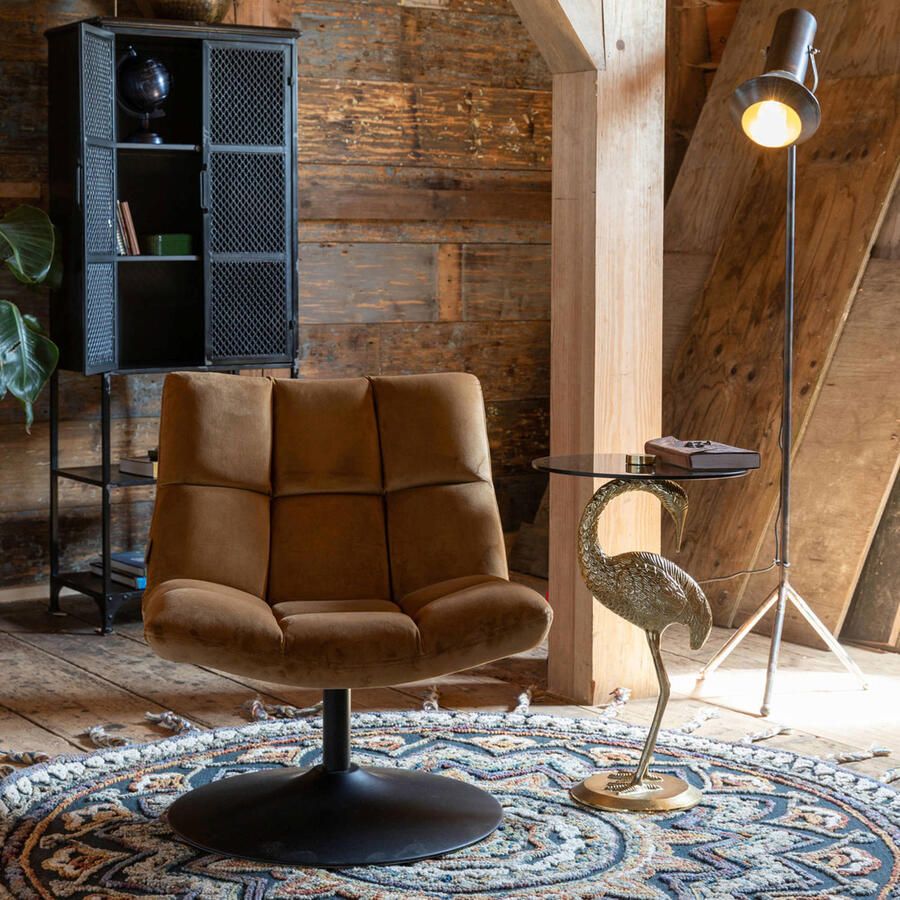 Dutchbone | Dutchbone | Fauteuil Bar Velvet Golden Brown | Zitmeubels woonkamer | Draaifauteuil | Zitmeubels woonkamer | Draaifauteuil