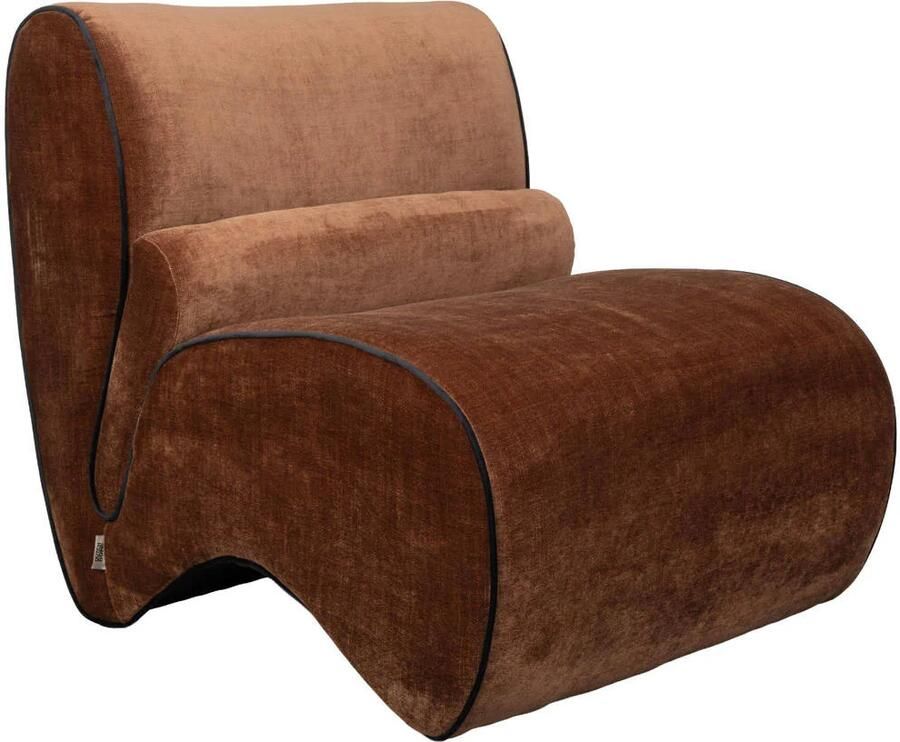 Dutchbone Fauteuil Donna Velvet Donkerbruin