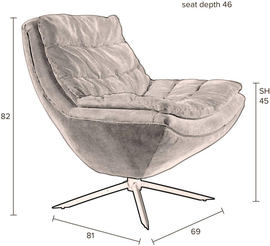 Dutchbone | Dutchbone | Fauteuil Vince Beige | Zitmeubels woonkamer | Draaifauteuil | Zitmeubels woonkamer | Draaifauteuil - Foto 3