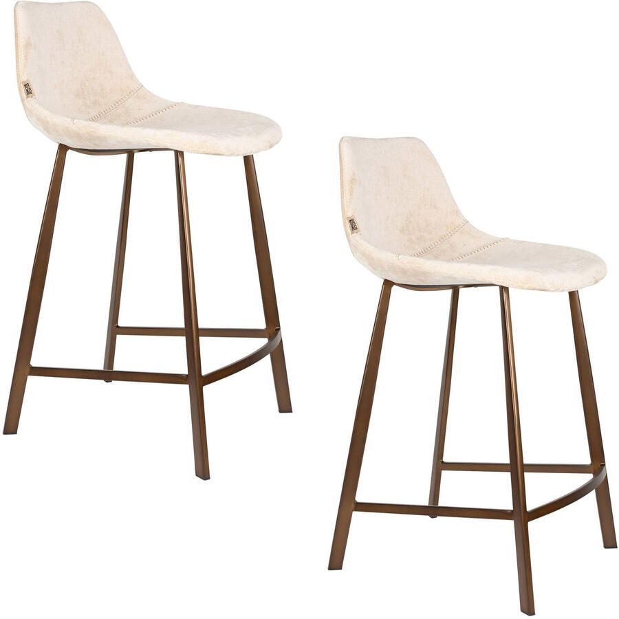 Dutchbone Franky Barkrukken rugleuning 65 cm Beige Set van 2