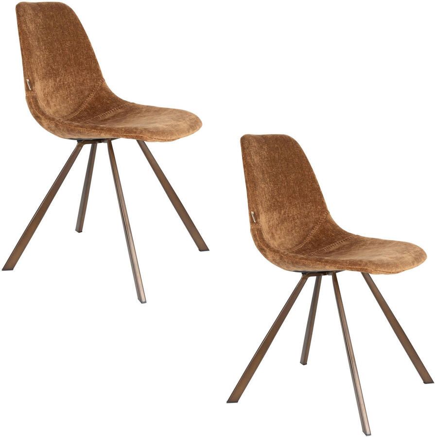 Dutchbone Franky Eetkamerstoelen Cognac Set van 2
