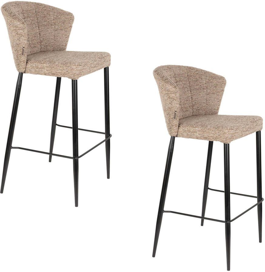 Dutchbone Georgia Barkrukken rugleuning 75 cm Bruin Set van 2