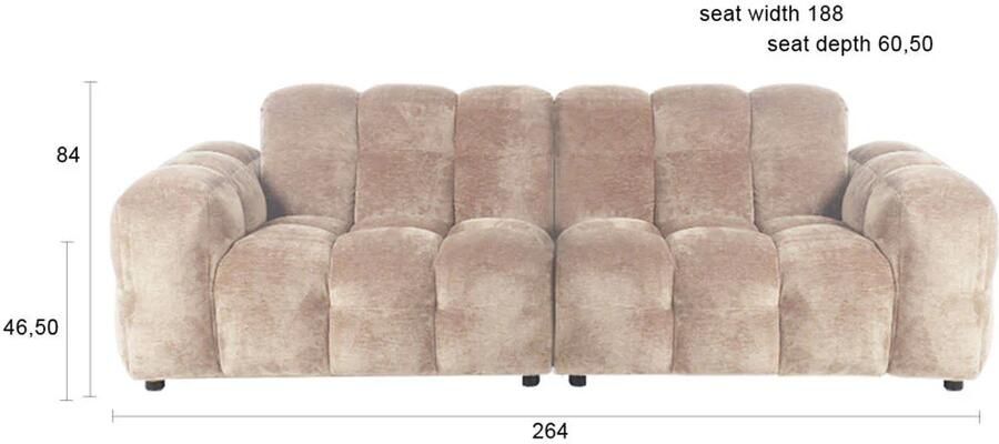 Dutchbone | Bank Hackman 3-zitsbank Velours Beige | Zitmeubels woonkamer | 3-zitsbank