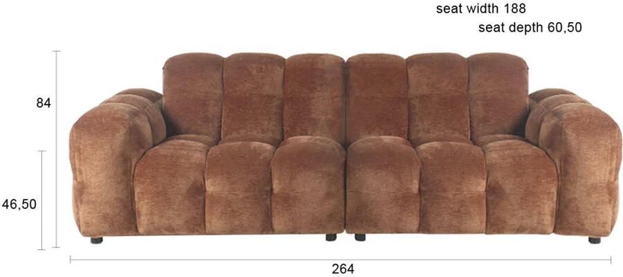 Dutchbone | Bank Hackman 3-zitsbank Velours Cognac | Zitmeubels woonkamer | 3-zitsbank - Foto 2