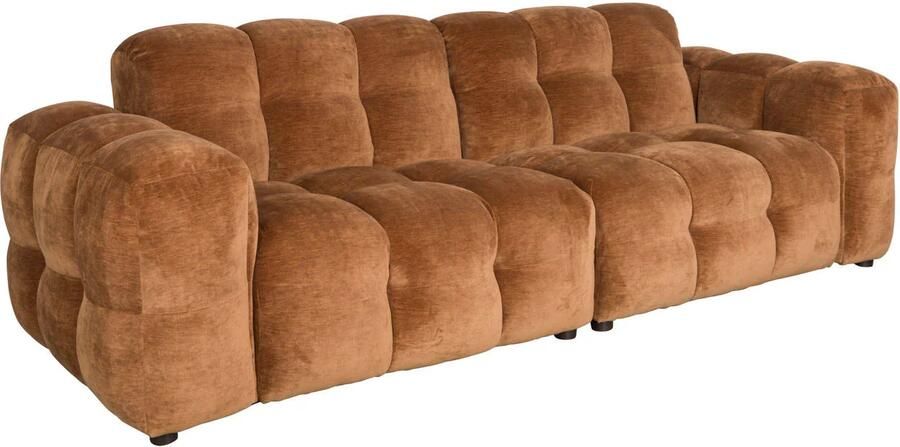 Dutchbone | Bank Hackman 3-zitsbank Velours Cognac | Zitmeubels woonkamer | 3-zitsbank