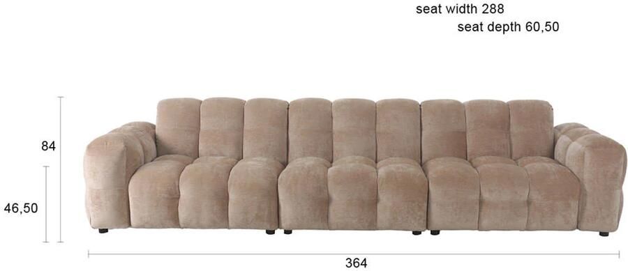 Dutchbone | Bank Hackman 4 5-zitsbank Velours Beige | Zitmeubels woonkamer | 4 5-zitsbank - Foto 2