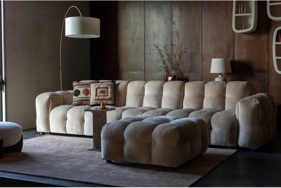Dutchbone Hackman Hocker Velours Beige