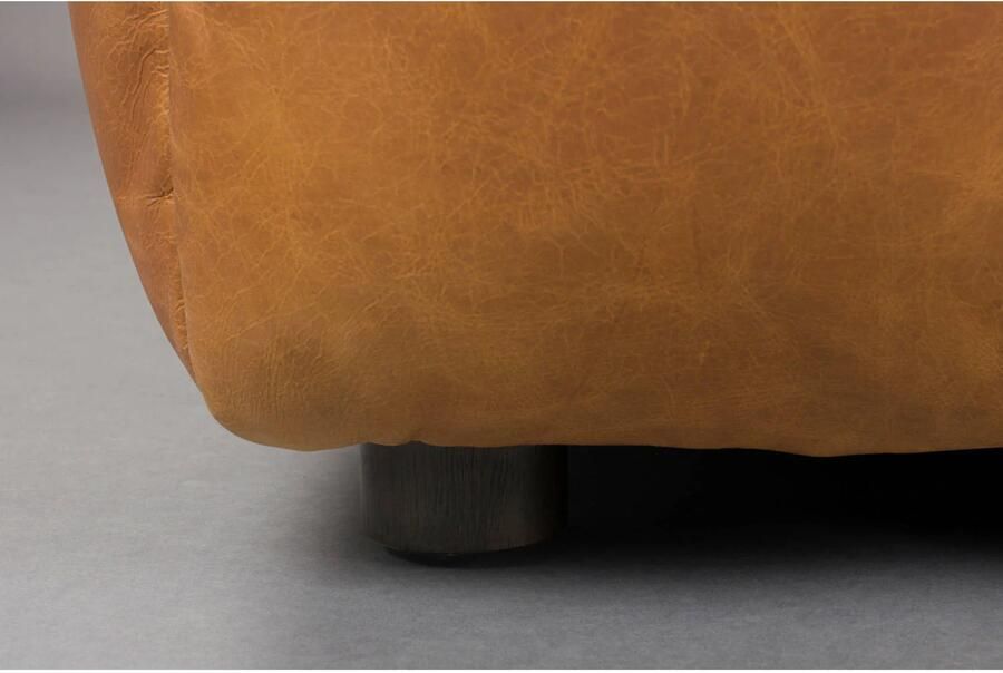 Dutchbone Hackman Hocker Leer Cognac Bruin