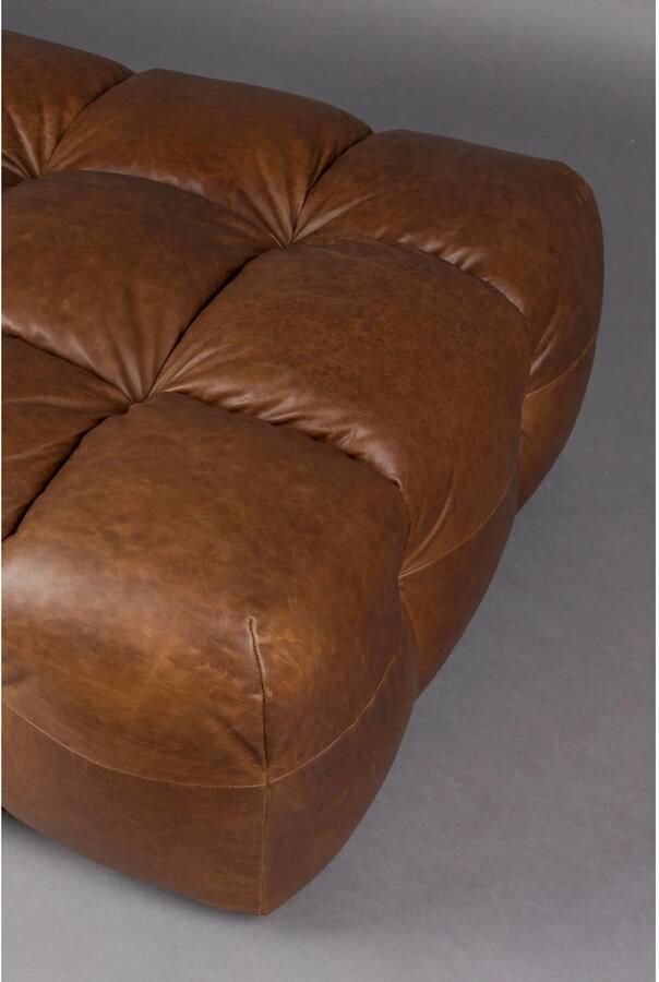 Dutchbone Hackman Hocker Leer Chocolade Bruin