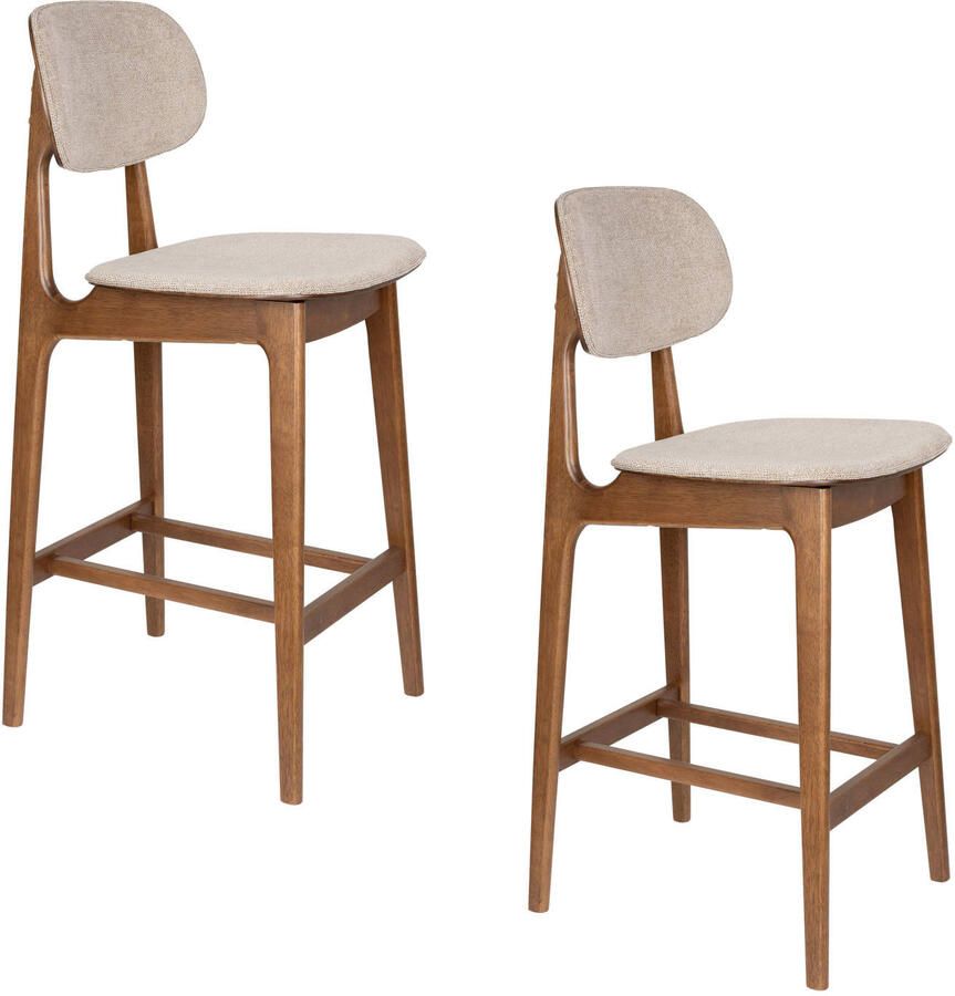 Dutchbone Marais Barkrukken 68 5 cm Walnoot kleur Beige Set van 2