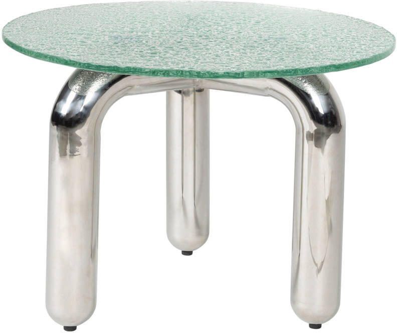 Dutchbone Ronde Bijzettafel Marly Glas en chroom 60cm Transparant