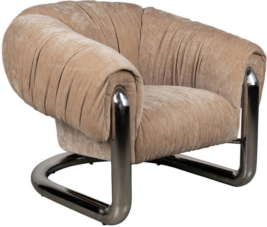Dutchbone Fauteuil Marly Velvet en chroom Beige