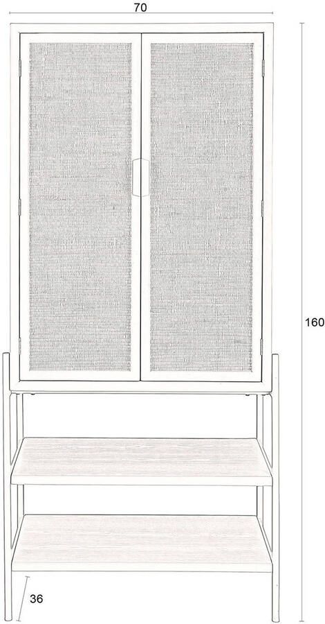 Dutchbone Opbergkast Yasu Rattan 160 x 70cm Zwart