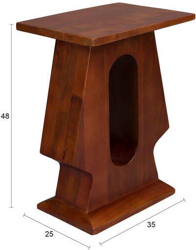 Dutchbone Bijzettafel Pilaster Mangohout 35 x 25cm Bruin Vierkant - Foto 3