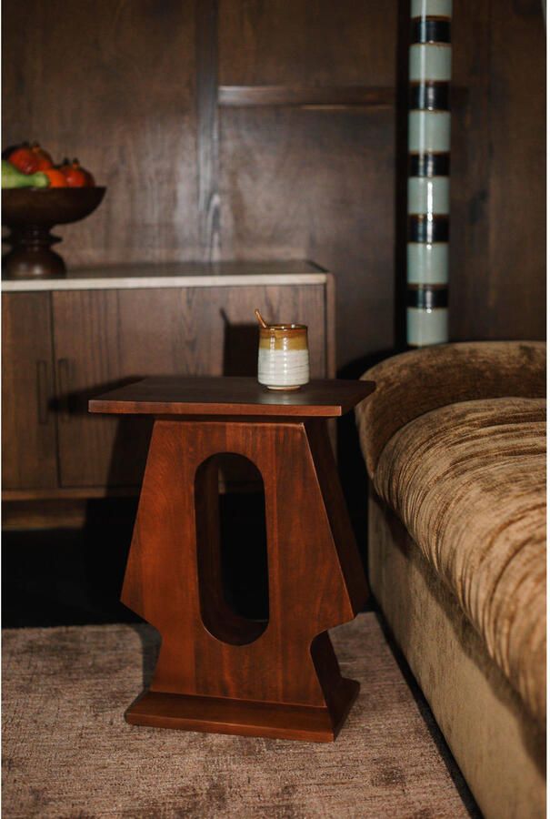 Dutchbone Bijzettafel Pilaster Mangohout 35 x 25cm Bruin Vierkant - Foto 4