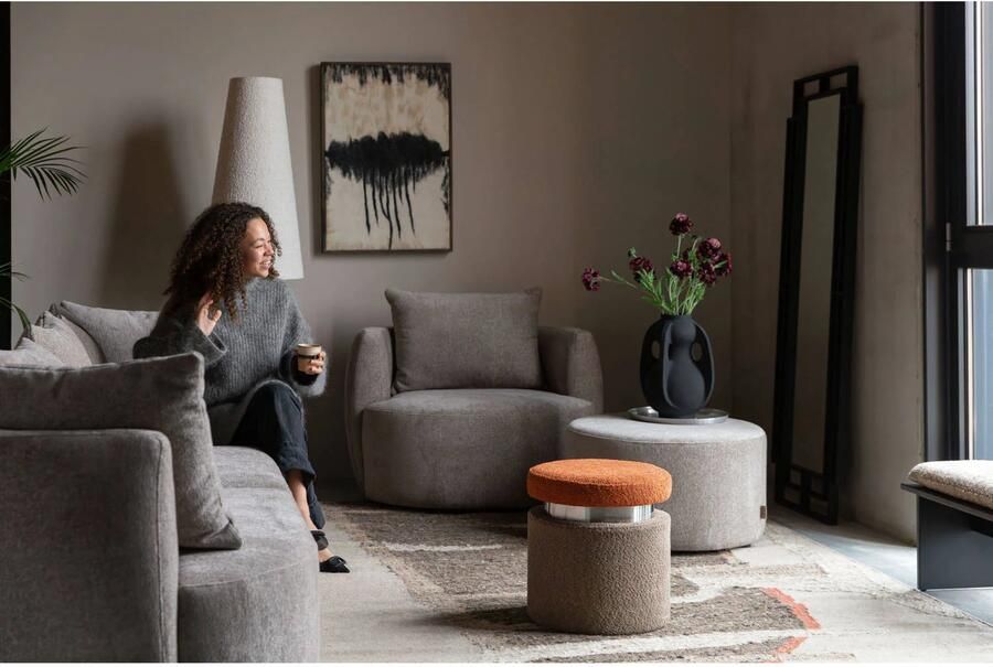 Dutchbone | Poef Rocca Cappuccino | Zitmeubels woonkamer | Hocker - Foto 2