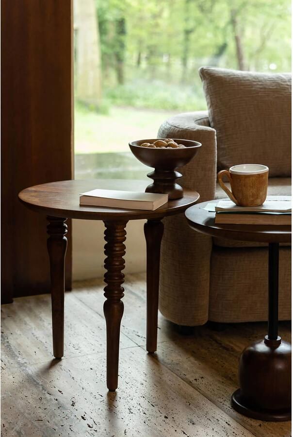 Dutchbone Ronde Bijzettafel Cove Mangohout 50cm Bruin - Foto 4