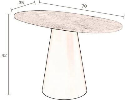 Dutchbone Ovale Bijzettafel Jared Marmer 70 x 35cm Rood Ovaal - Foto 4