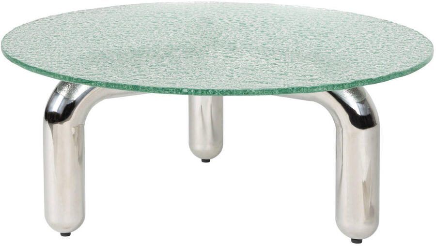 Dutchbone Ronde Salontafel Marly Glas en chroom 80cm Transparant Zilver