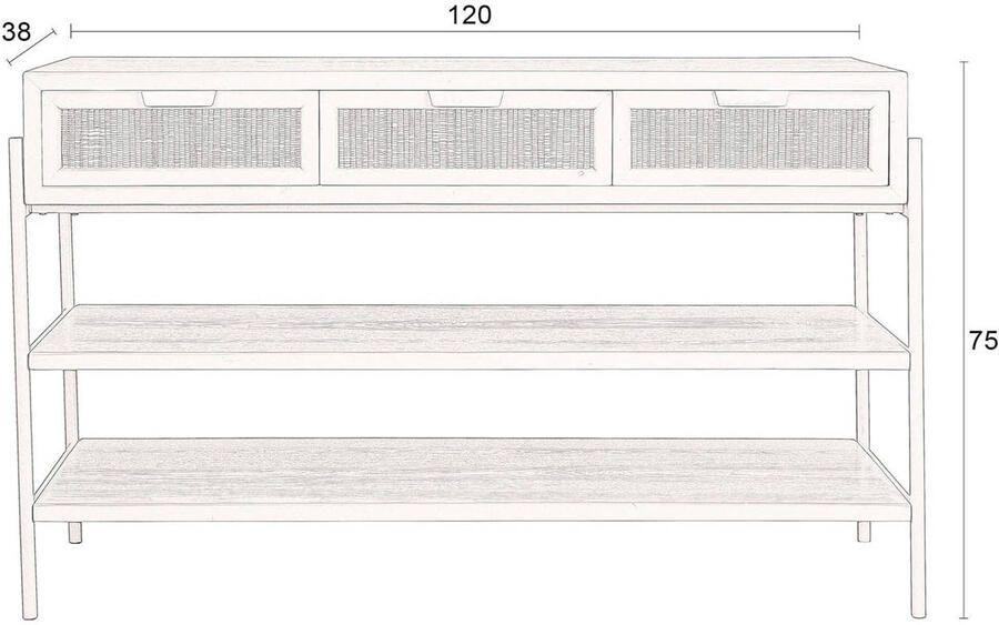 Dutchbone Sidetable Yasu Hardhout 120 x 38cm Zwart - Foto 2