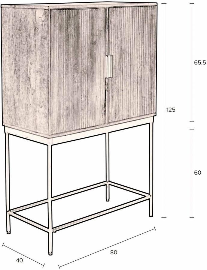 Dutchbone Opbergkast Saroo 125 x 80cm Mangohout Bruin - Foto 3