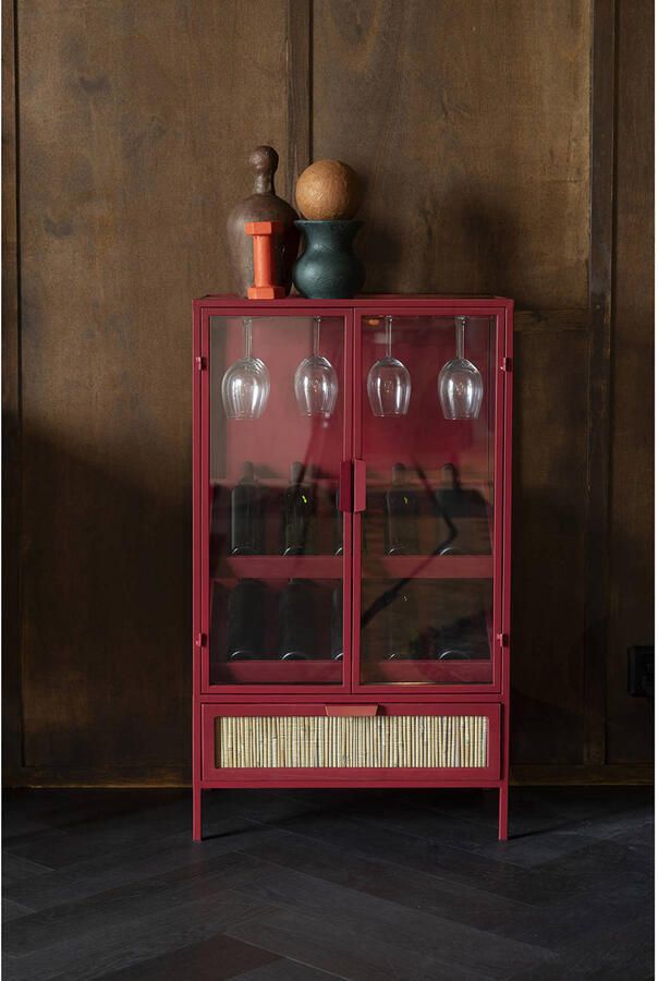 Dutchbone Wijnkast Mori Sparrenhout 130 x 60cm Rood - Foto 2