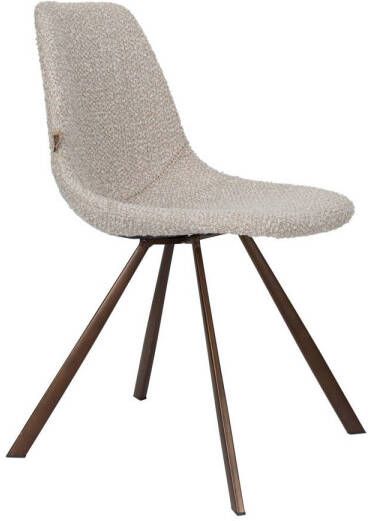 Dutchbone Franky Eetkamerstoelen Bouclé Beige Set van 2