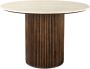 Dutchbone Ronde Eettafel Arda Walnoot en travertin 115cm Bruin - Thumbnail 1