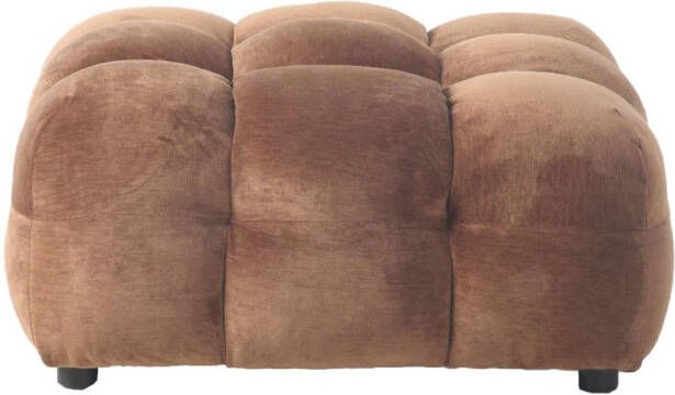 Dutchbone Hackman Hocker Velours Cognac Bruin