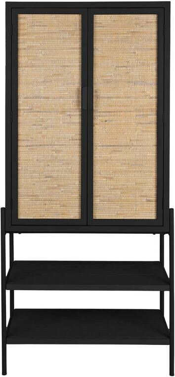Dutchbone Opbergkast Yasu Rattan 160 x 70cm Zwart