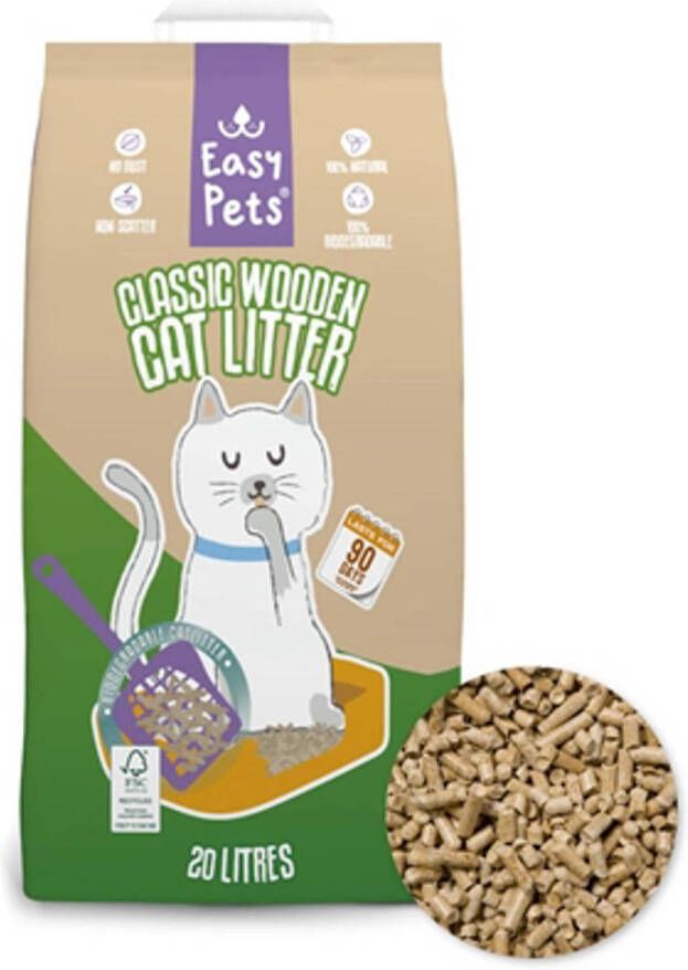 Easypets kattenbakvulling Biodegradable Classic Houtkorrels 20 ltr