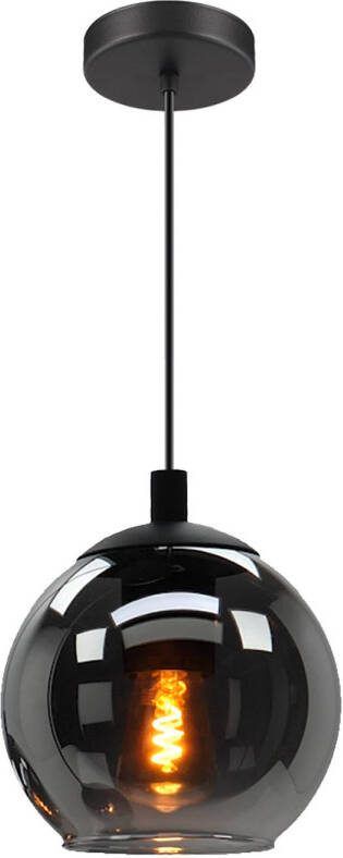 EGLO Hanglamp ARISCANI Lamp voor eettafel hanglamp rookglas zwart transparant E27 (1 stuk) - Foto 5