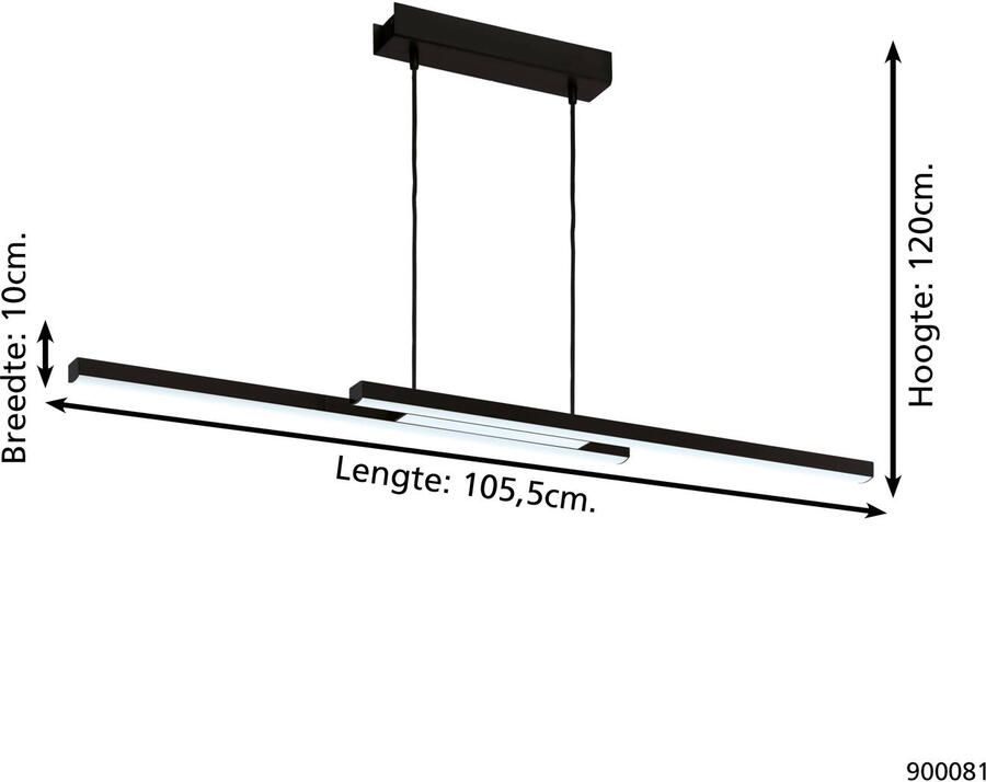 EGLO Hanglamp FRAIOLI-Z hanglamp zwart ZigBee 3.0 pendellamp disco-modus Timer app spraakbesturing Alexa 105 5x120x120cm excl. afstandsbediening (1 stuk) - Foto 8