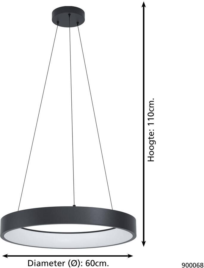 EGLO Hanglamp MARGHERA-Z hanglamp zwart ZigBee 3.0 pendellamp disco-modus Timer App spraakbesturing Alexa ‎‎‎‎60x60x110cm excl. afstandsbediening (1 stuk) - Foto 8