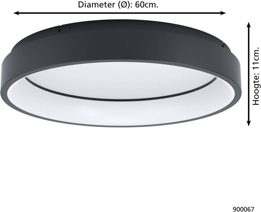 EGLO Plafondlamp MARGHERA-Z plafondlamp zwart ZigBee 3.0 disco-modus lamp Timer App spraakbesturing Alexa ‎‎‎‎60x60x110cm excl. afstandsbediening (1 stuk) - Foto 8