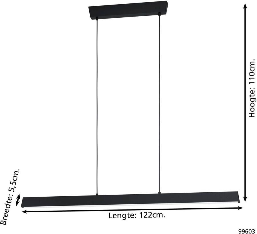 EGLO Hanglamp SIMOLARIS-Z hanglamp zwart ZigBee 3.0 disco-modus pendellamp Timer app spraakbesturing Alexa 122x5 5x110cm excl. afstandsbediening (1 stuk) - Foto 3