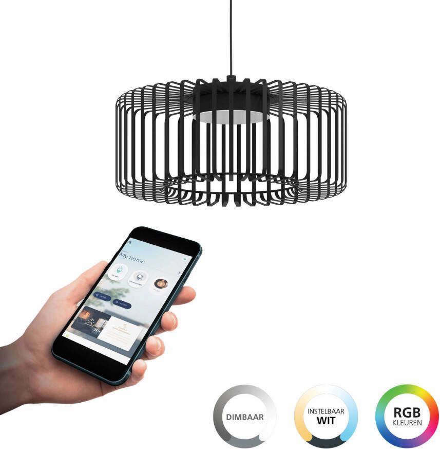 EGLO Connect.z Ginestrone-Z Hanglamp Ø 45 cm Zwart Wit Instelbaar RGB & wit licht Dimbaar Zigbee