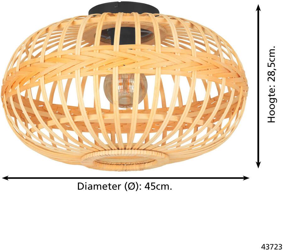 EGLO Plafondlamp AMSFIELD Plafondlamp staal en hout E27 woonkamerlamp hal lamp (1 stuk) - Foto 6