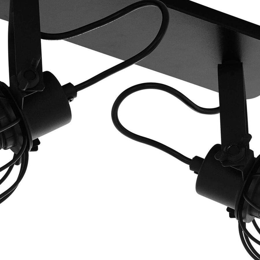 EGLO Plafondspot ANWICK 1 Plafondspot staal en rotan woonkamerlamp hal lamp Spot boho slaapkamer L48 x B14 x H24 zwart natuur 2X40W excl. - Foto 2