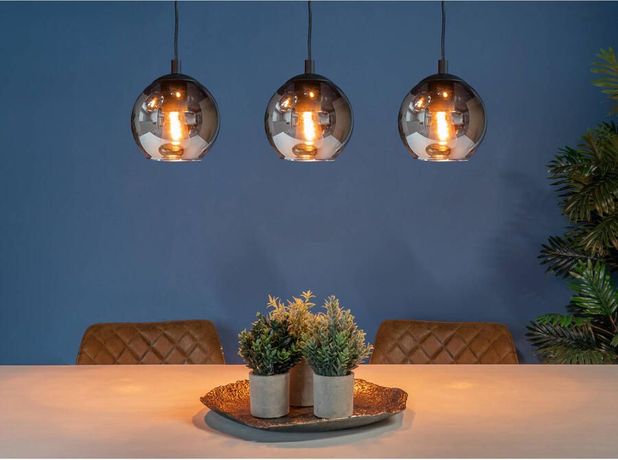 EGLO Hanglamp ARISCANI Lamp voor eettafel hanglamp rookglas zwart transparant E27 (1 stuk)