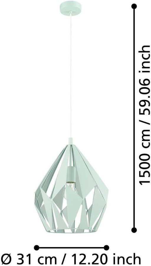 EGLO Hanglamp CARLTON-P Vintage hanglamp metaal pastel lichtgroen Ø 31 cm (1 stuk) - Foto 4