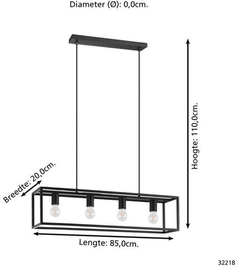 EGLO Eldrick Hanglamp 4xE27 85 cm industrieel Staal Zwart - Foto 2